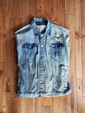 Distressed Denim Vest
